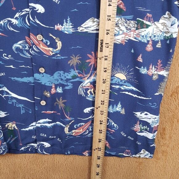 FAHERTY Camp Shirt Mens Small Navy Button Up Short Sleeve Sea to Ski $158 - Picture 6 of 7